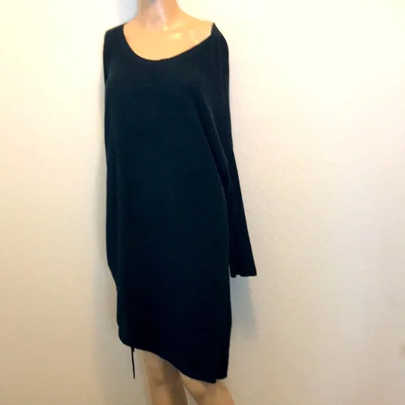brown sweater dress womens Womens V Neck Ribbed Cashmere Sweater Dress A Line Cashmere Knit Dress Taupe / XS